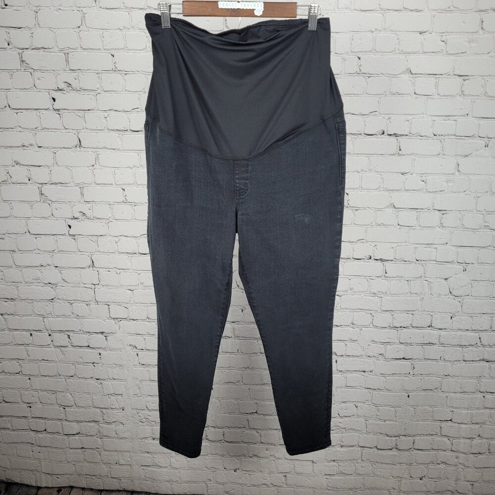 Madewell Black Maternity Skinny Pull On Stretch Over The Belly Panel Jeans 32